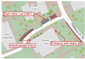 Parking Map for Shevlin Hall
